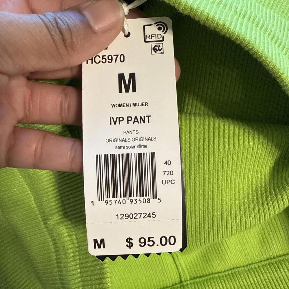 NWT Adidas X Ivy Park Lime Green Heavy Knit Ribbed Jogger Sweatpants - MED - Picture 10 of 12